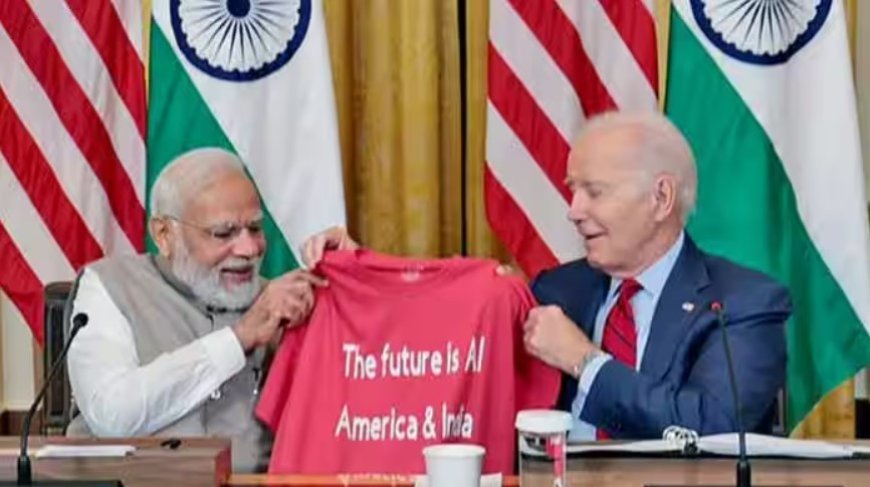 US President Joe Biden Gifts Special T-Shirt To PM Narendra  Modi Highlighting AI ( Ameria & India )Quote