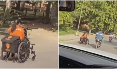 വീൽ ചെയറിൽ യാത്ര ചെയ്ത് ഭക്ഷണ വിതരണം; വൈറലായി ഡെലിവറി ഗേൾ