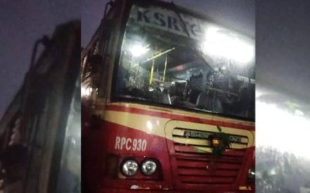 ശക്തമായ കാറ്റിൽ ഓടിക്കൊണ്ടിരുന്ന കെഎസ്ആര്‍ടിസി ബസിന് മുകളില്‍ വൈദ്യുതി പോസ്റ്റ് വീണു