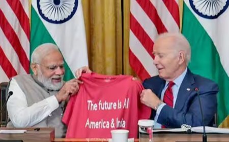 US President Joe Biden Gifts Special T-Shirt To PM Narendra  Modi Highlighting AI ( Ameria & India )Quote
