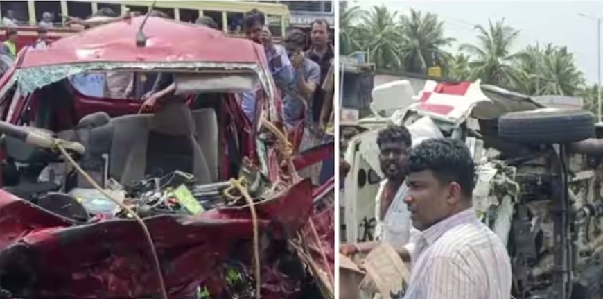 കാസർകോട് മഞ്ചേശ്വരത്ത് ആംബുലൻസും കാറും കൂട്ടിയിടിച്ച് അപകടം; അച്ഛനും മക്കളും മരിച്ചു