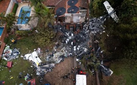 ബ്രസീലിൽ വിമാനം വീട്ടിലേക്ക് ഇടിച്ചുകയറി; 10 പേർ വെന്ത് മരിച്ചു; 17 പേർക്ക് പരിക്കേറ്റു | Plane crash in Brazil